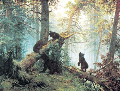 Утро в сосновом лесу - эту землю тоже можно брать? Картина русских художников Ивана Шишкина и Константина Савицкого (медведи).