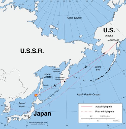 Плановый и реальный маршруты «корейского Боинга»