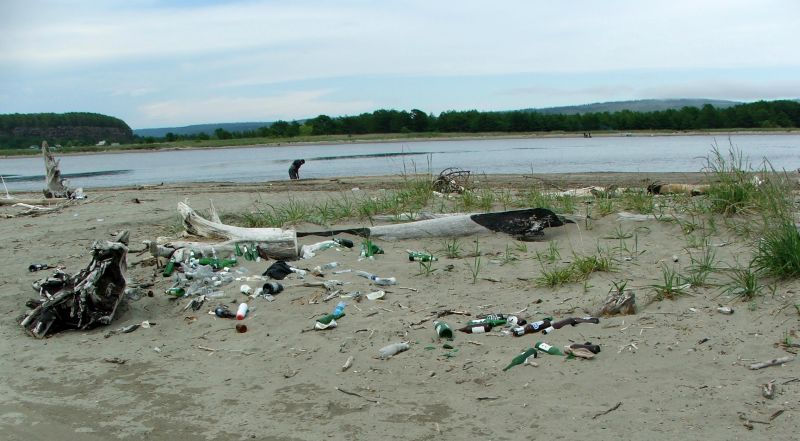 Берег бухты Датта в Ванинском районе завален бутылками