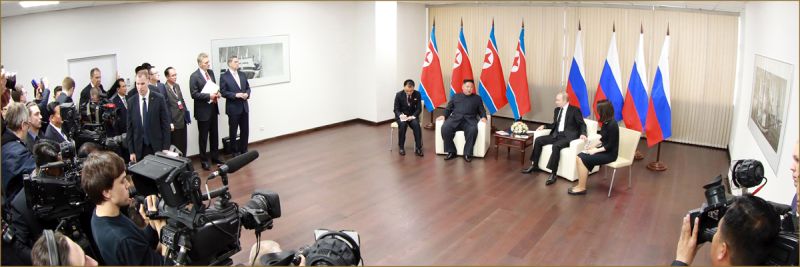 Тет-а-тет между Ким Чен Ыном и В. В. Путиным.