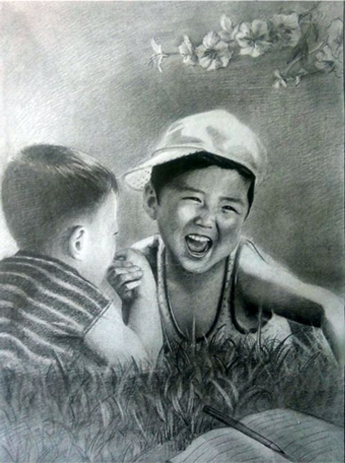 «Кто же выиграет». Карандашный рисунок (Ли Хён А, 14 лет)