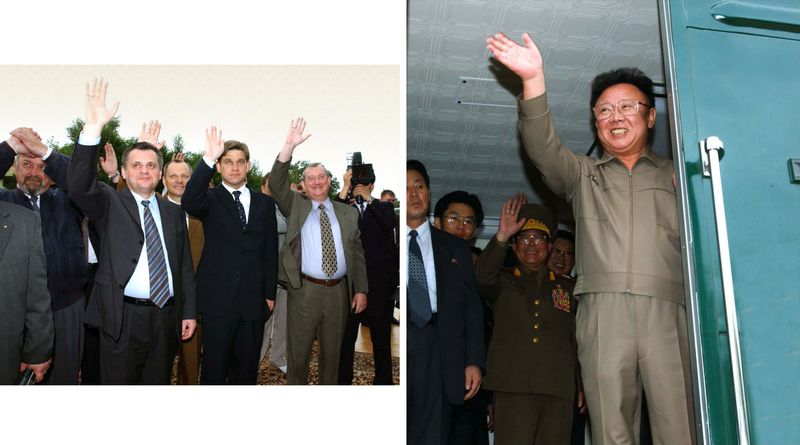 Ким Чен Ир покидает вокзал Хасан после успешного визита в РФ.