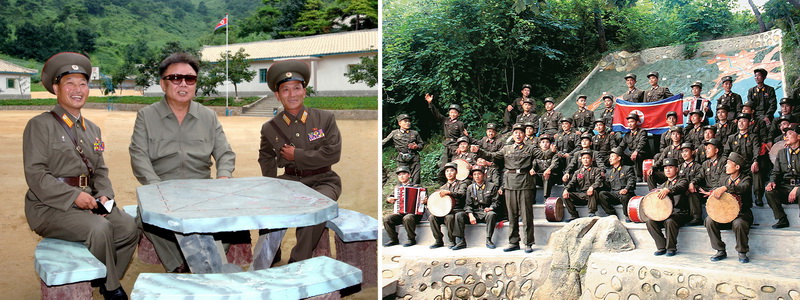 Великий Ким Чен Ир смотрит мини-концерт воинов, полный романтики. Август 2006 года.