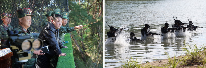 Уважаемый товарищ Ким Чен Ын инспектирует учебную базу войск спецназа КНА на западном участке страны. Октябрь 2024 года.