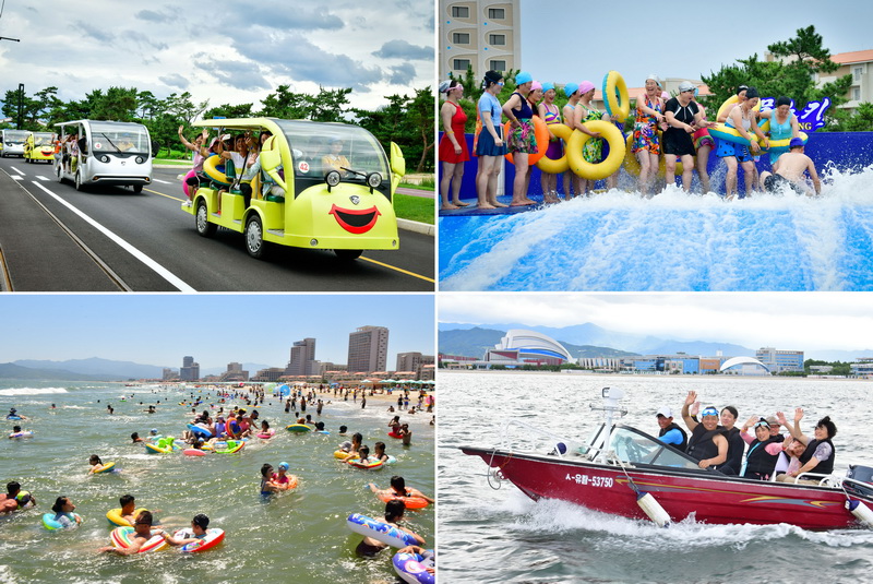 Трудящиеся проводят веселый отдых в Вонсан-Кальмаской прибрежной туристической зоне.