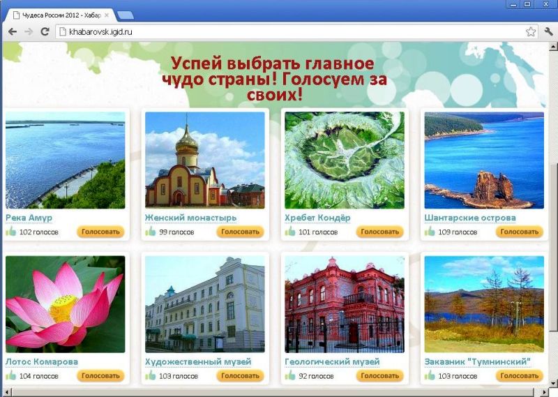Скриншот с сайта «Чудеса России 2012»